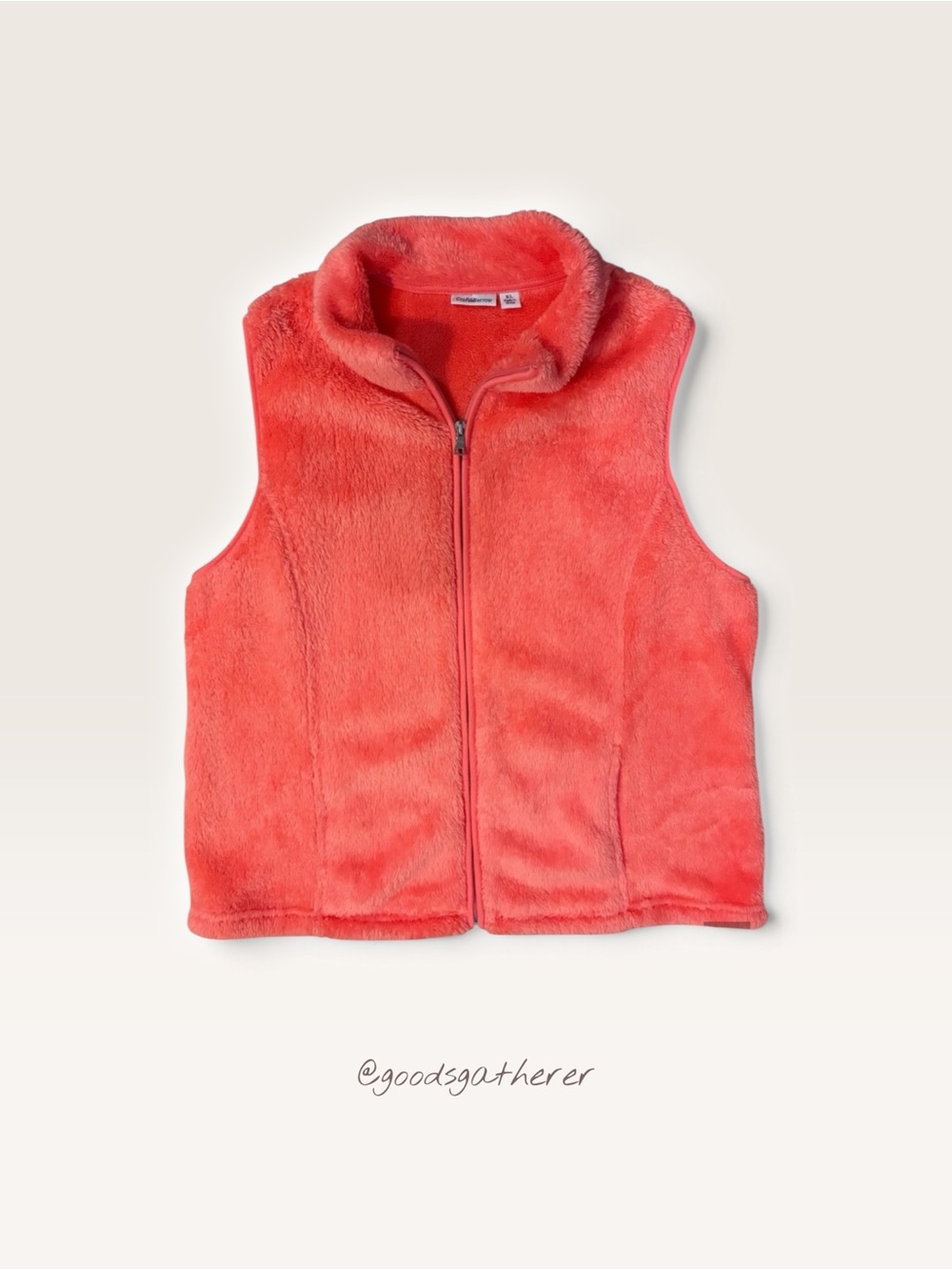 Croft & Barrow Womens XL Coral Plush Faux Fur Vest Full Zip Fuzzy Cozy